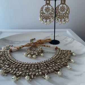 Clear Kundan Polki Necklace Set